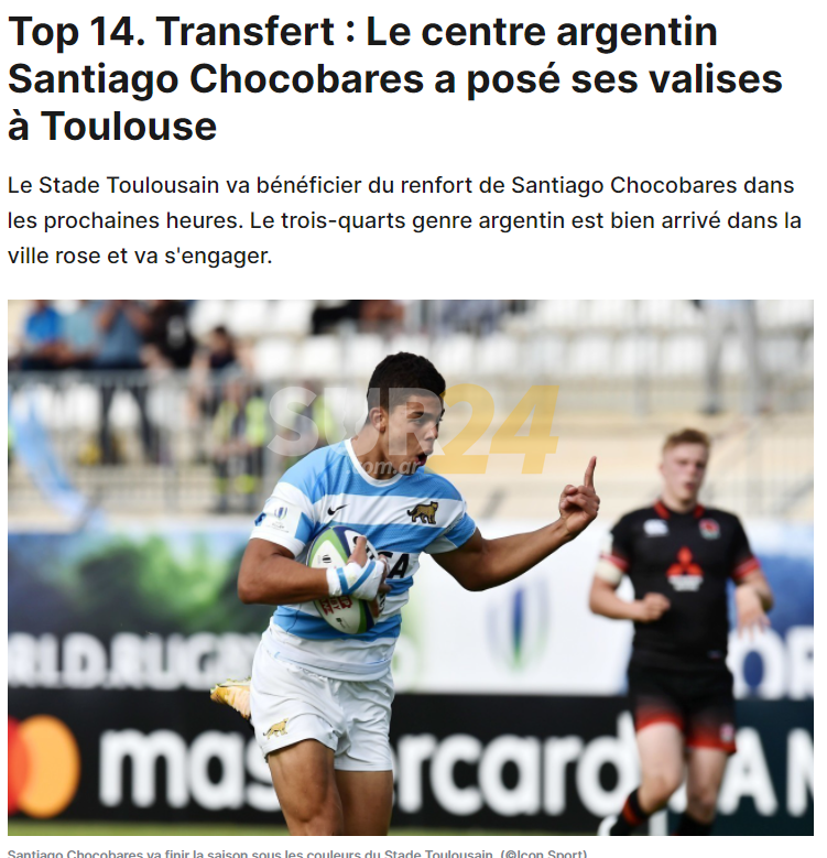 Oui! El rufinense Santiago Chocobares pone primera en el rugby francés