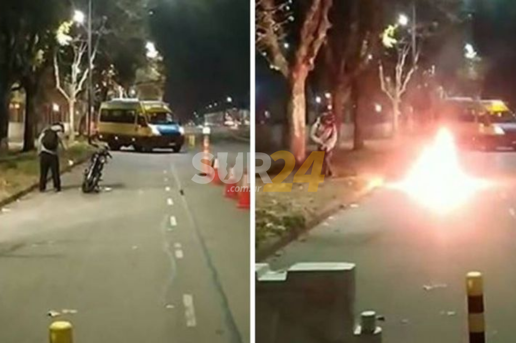 Prendió fuego su moto para evitar que se la secuestre la policía