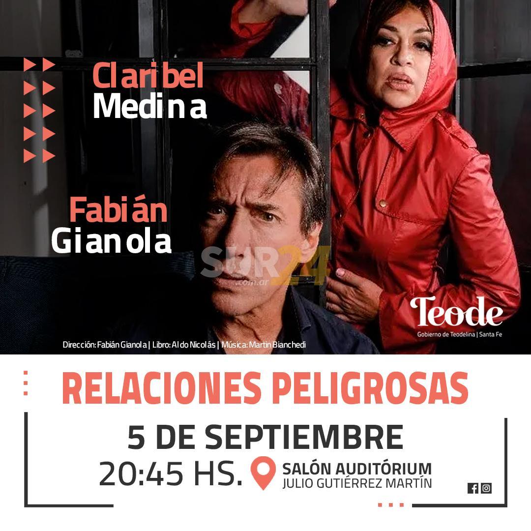 Llega a Teodelina “Relaciones Peligrosas” con Fabián Gianola y Claribel Medina