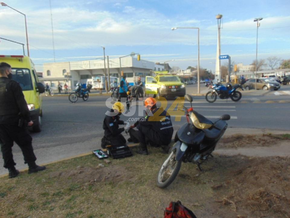 Choque de motos con una lesionada, en ruta 8 e Yrigoyen