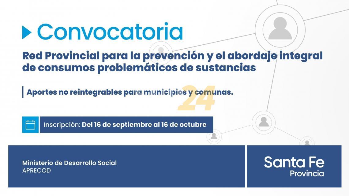 La provincia convoca a municipios y comunas a presentar proyectos sobre prevención de consumos problemáticos