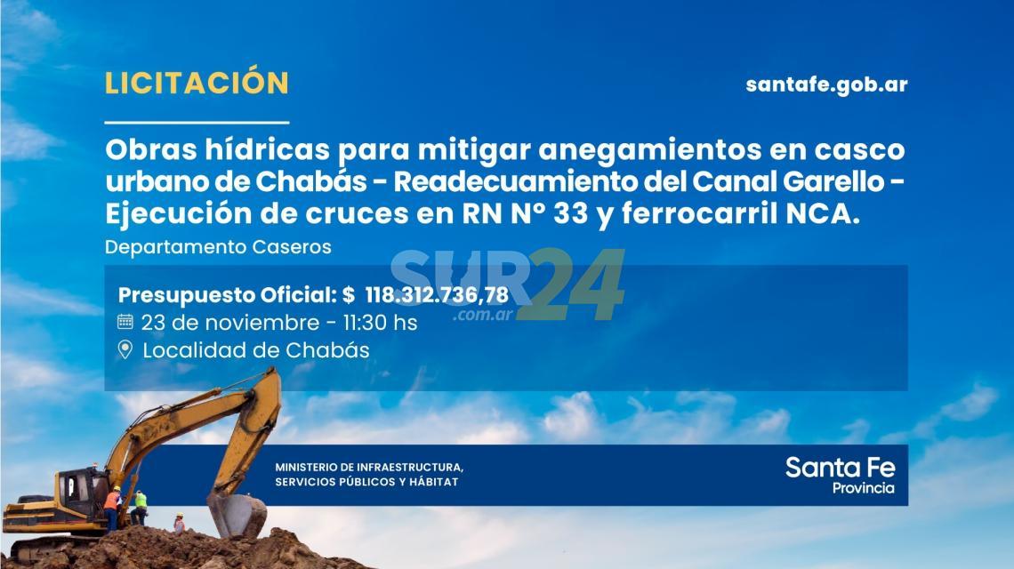 Chabás: La Provincia readecuará el Canal Garello