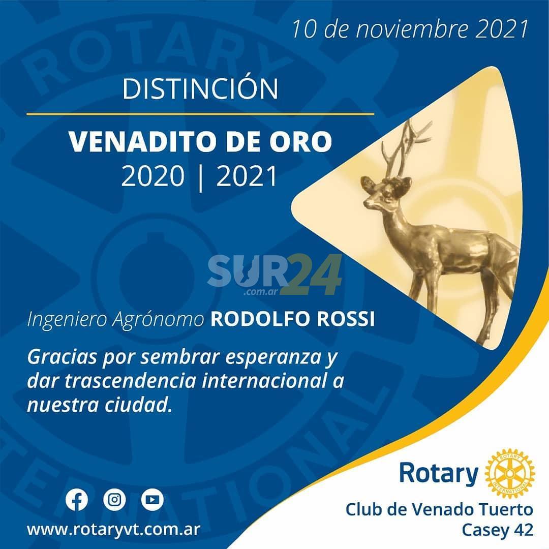 El Rotary Club reconocerá al ingeniero agrónomo Rodolfo Rossi con el Venadito de Oro