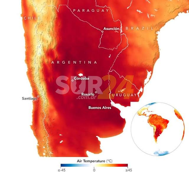 La NASA analiza la ola de calor que atraviesa General López y gran parte del hemisferio sur 
