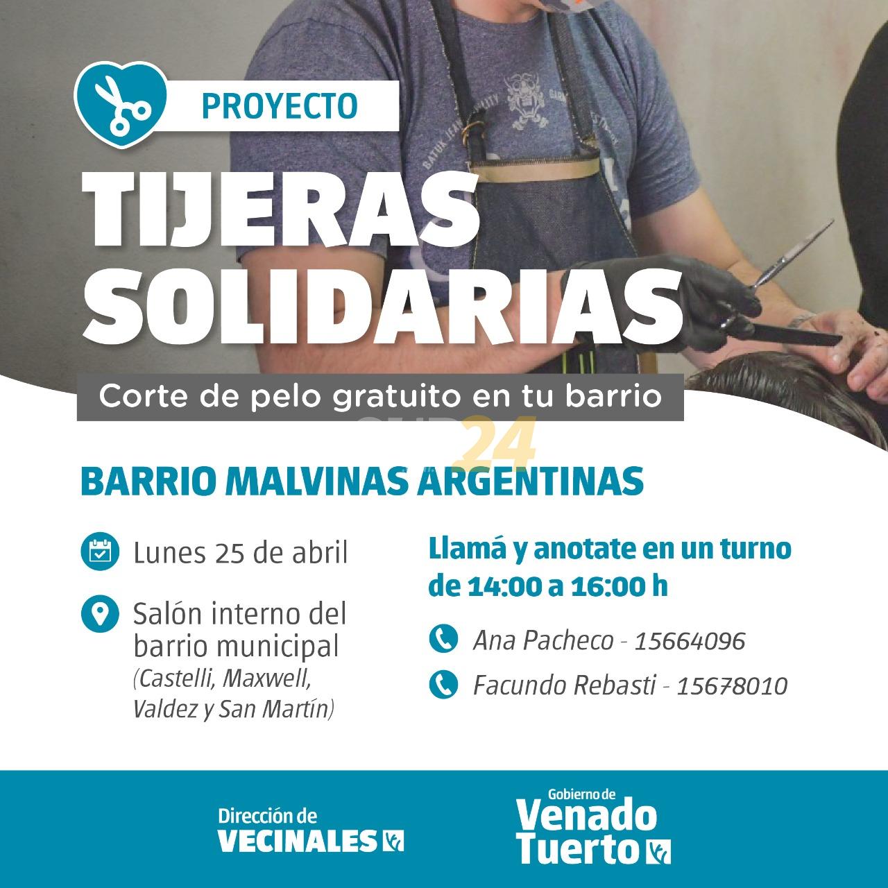Actividad del programa “Tijeras Solidarias” en barrio Malvinas Argentinas 