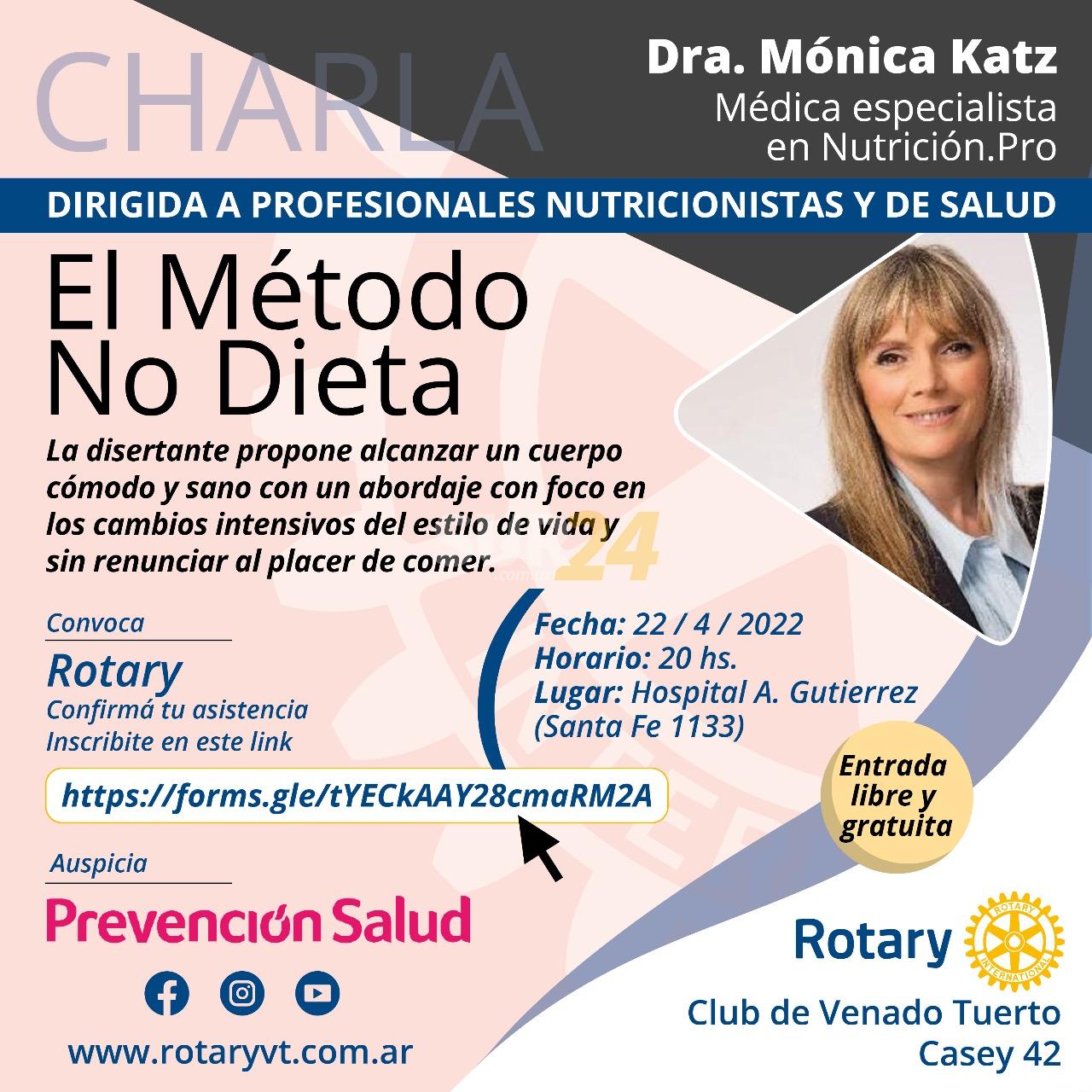 La nutricionista Mónica Katz expone en Venado sobre el método “No Dieta”