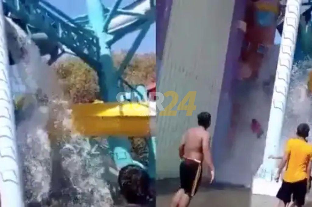 Video: niños caen de varios metros de altura tras colapsar un tobogán en un parque acuático 