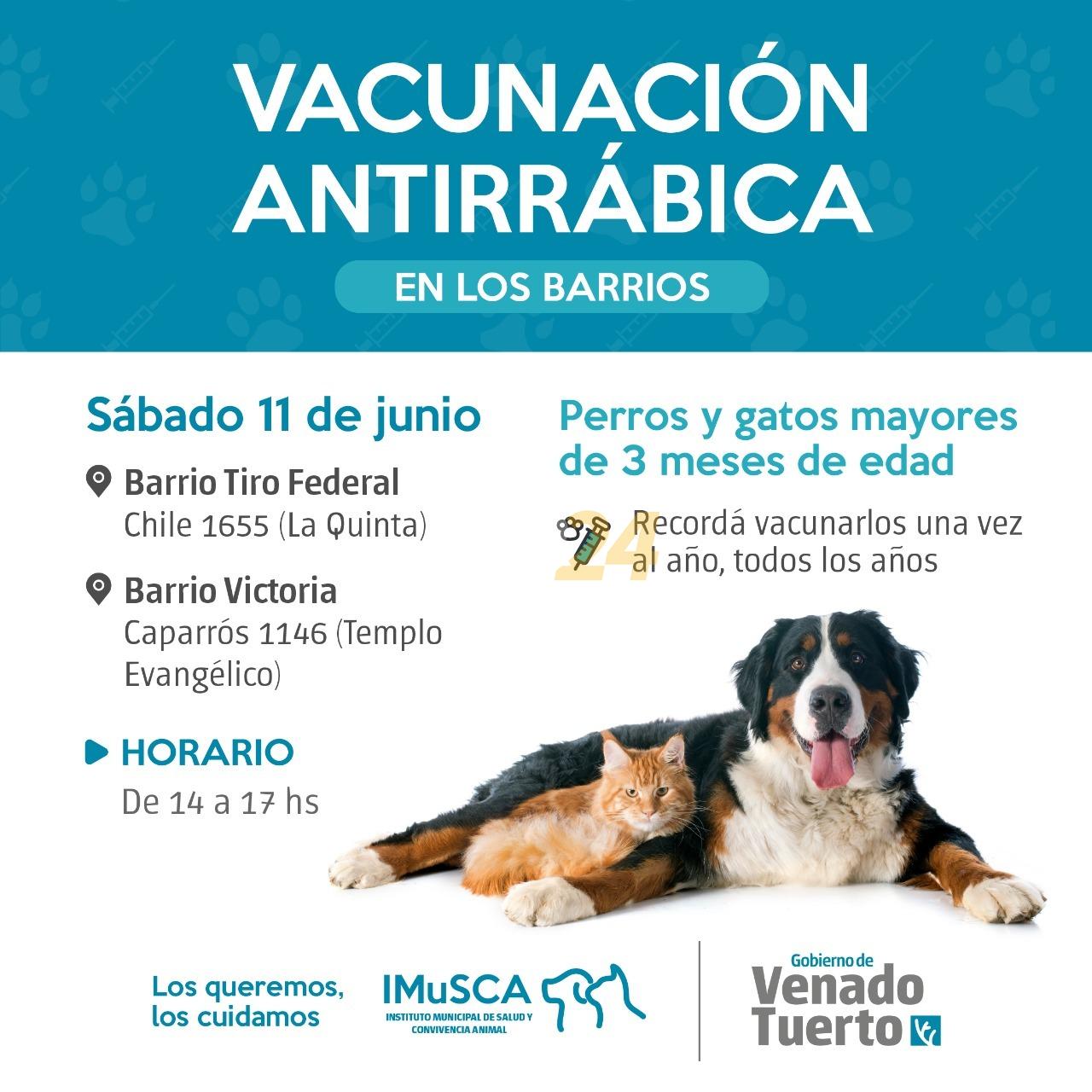 Jornada de vacunación antirrábica en barrios Tiro Federal y Victoria