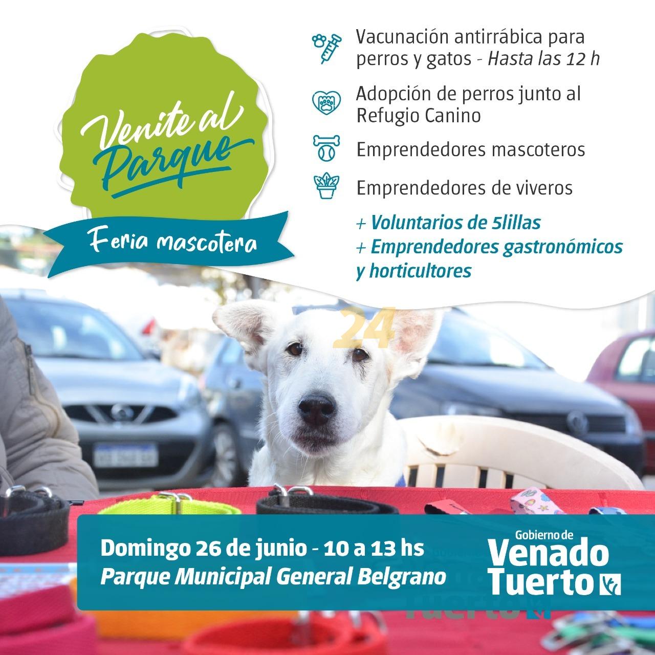 “Venite al Parque”: Feria Mascotera y adopción de perros
