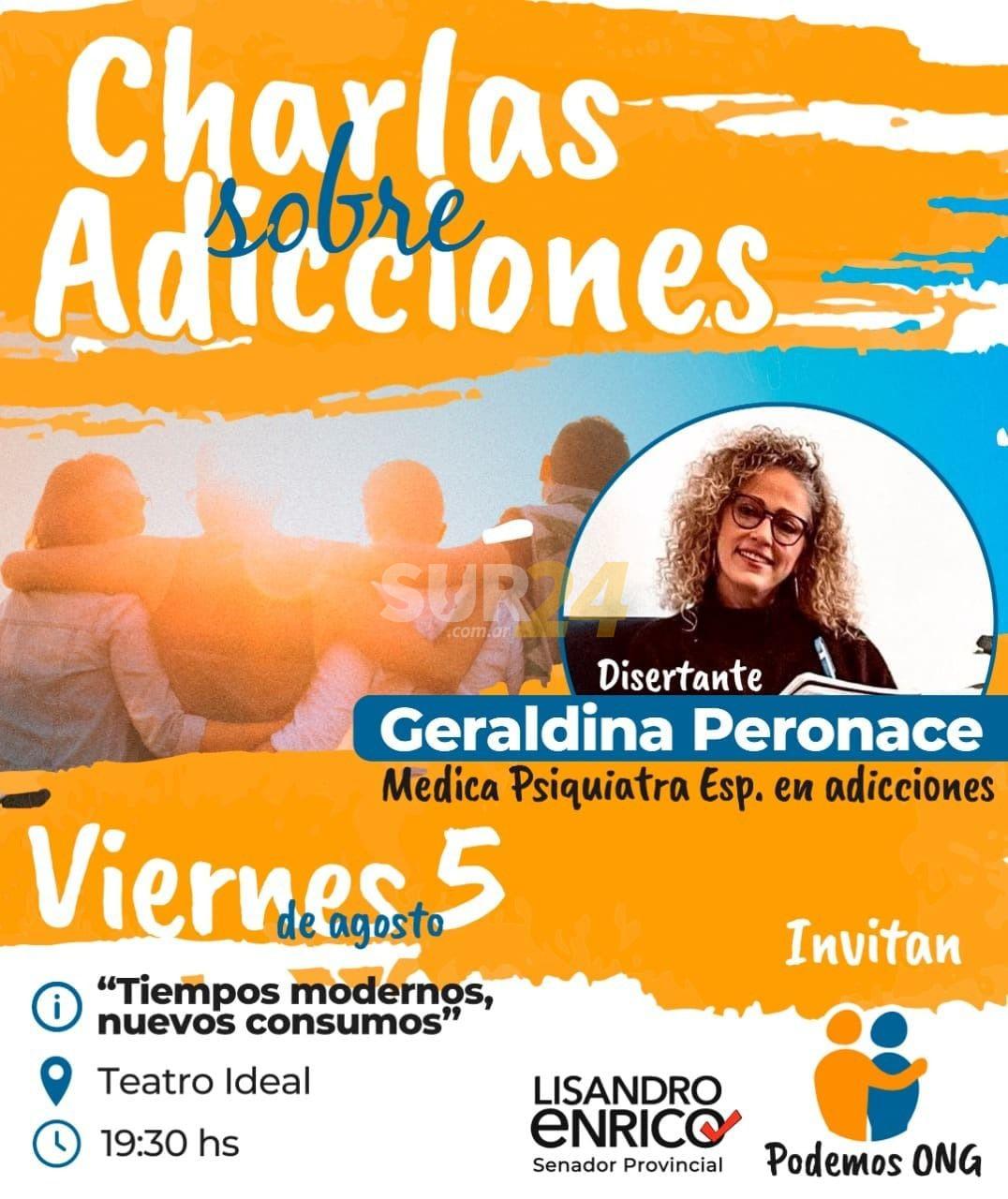 Venado Tuerto: charla sobre adicciones con Geraldine Peronace  