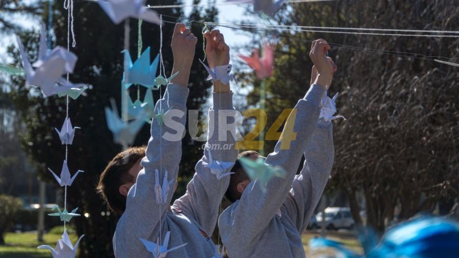 Estudiantes secundarios de Firmat plegaron grullas por la paz 