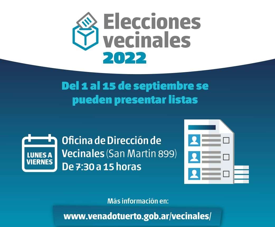 Elecciones Vecinales 2022: comenzó la etapa de presentación de listas