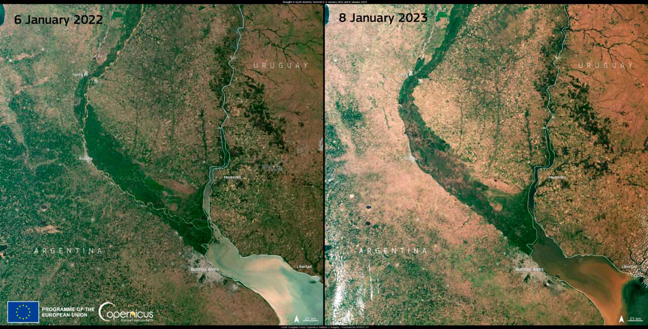Escalofriante imagen de la sequía en Argentina, vista desde el espacio