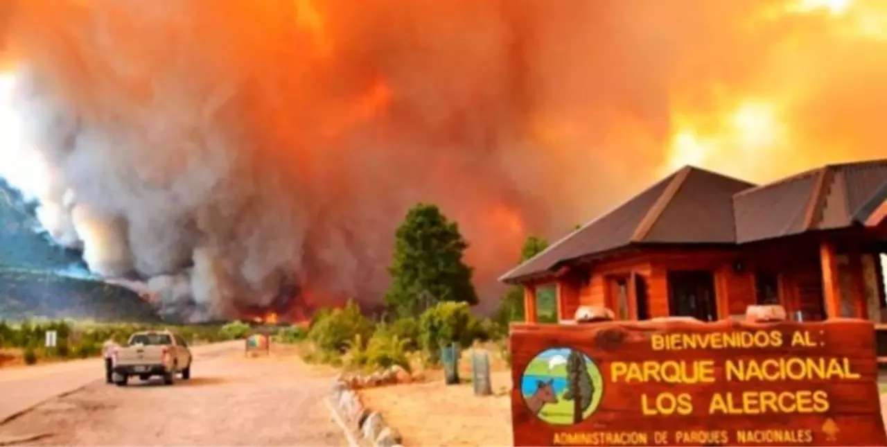 Sigue activo el incendio en la zona del Parque Nacional Los Alerces