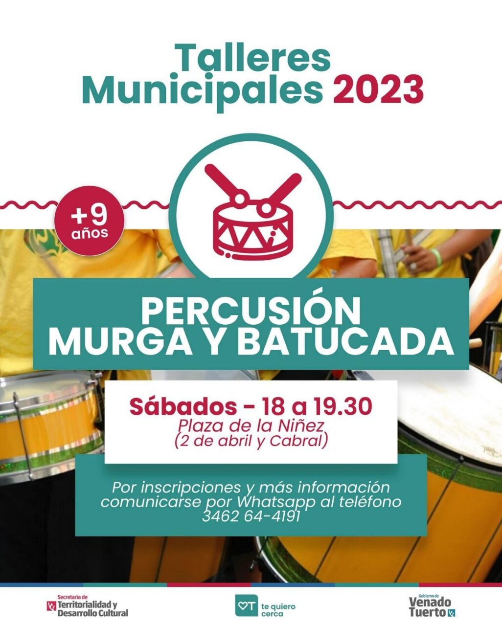 Abren la convocatoria para los Talleres Municipales de Percusión, Murga y Batucada 