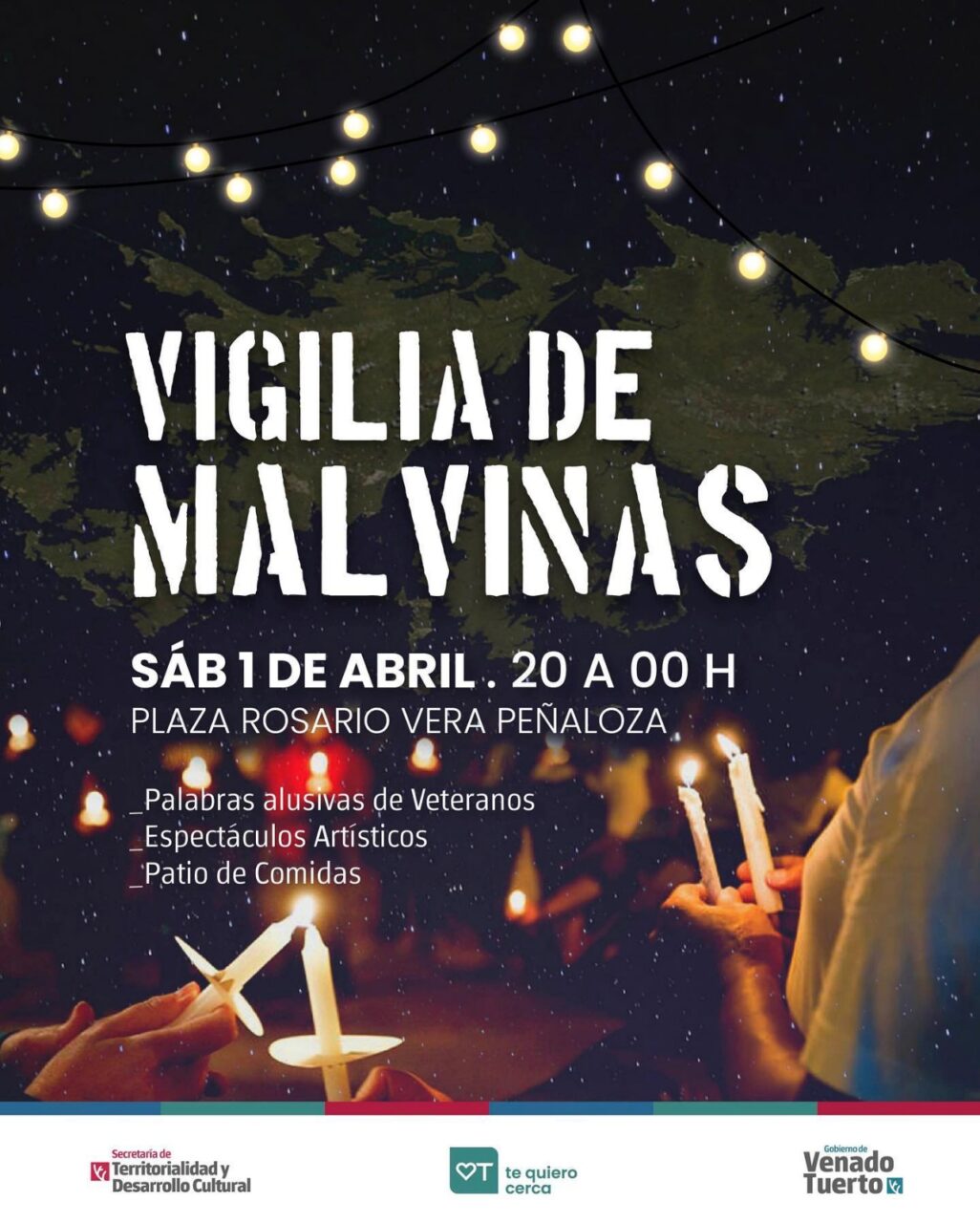 Vigilia de Malvinas a 41 años de la guerra en la plaza Vera Peñaloza  