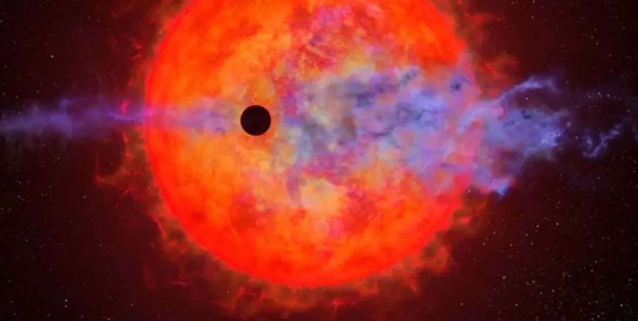 AU Mic b, un Neptuno caliente, tiene aproximadamente cuatro veces el diámetro de la Tierra. Imagen: NASA