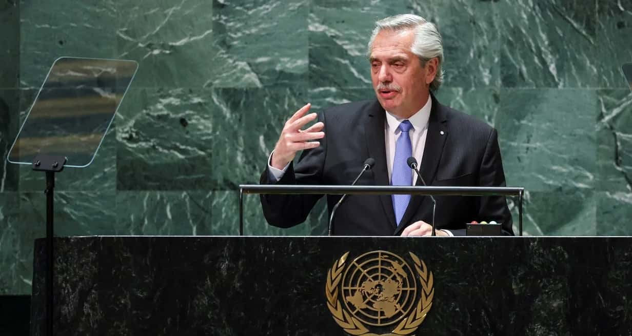 El presidente Alberto Fernández se presentó este martes ante la Asamblea General de Naciones Unidas (ONU). Crédito: Reuters/Eduardo Munoz