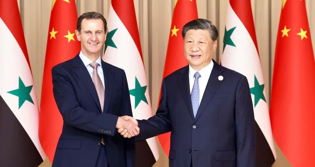 Xi Jinping y Bashar al-Assad, en Hangzhou, este 22 de septiembre en China. Foto: Xinhua