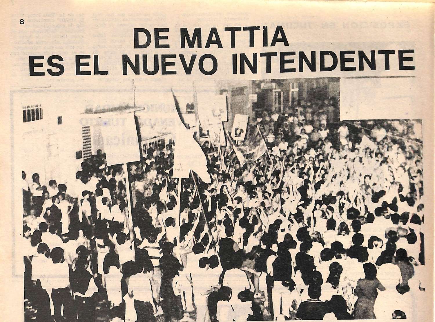 El semanario La Ciudad captó el festejo de la UCR frente al Comité. Fuente: Archivo Histórico Digital de Venado Tuerto.
