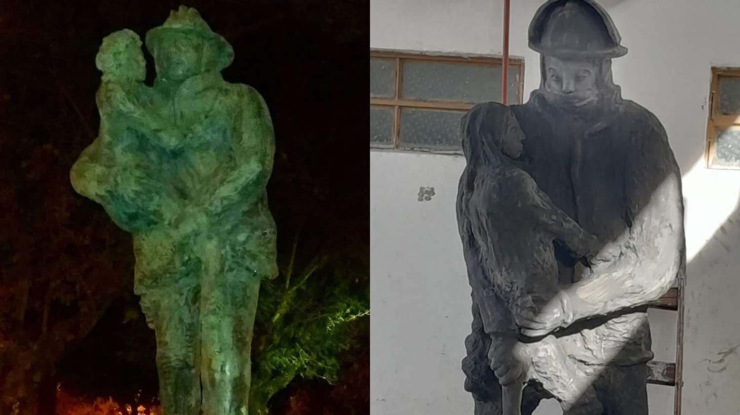 La nueva estatua en homenaje al bombero voluntario ya está lista