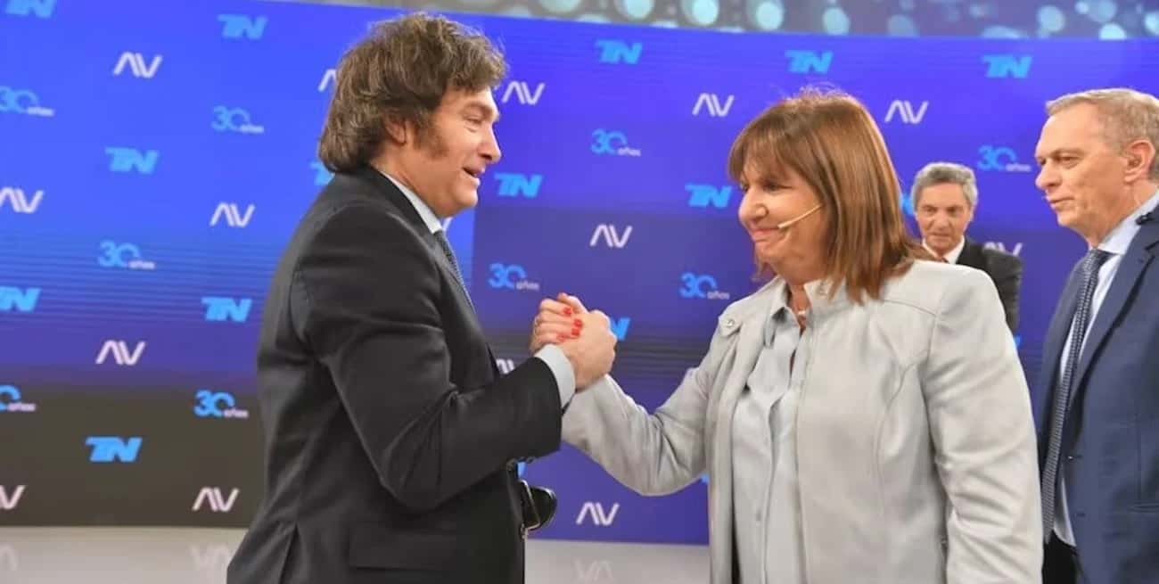Javier Milei y Patricia Bullrich tras el acuerdo de apoyo a La Libertad Avanza.
