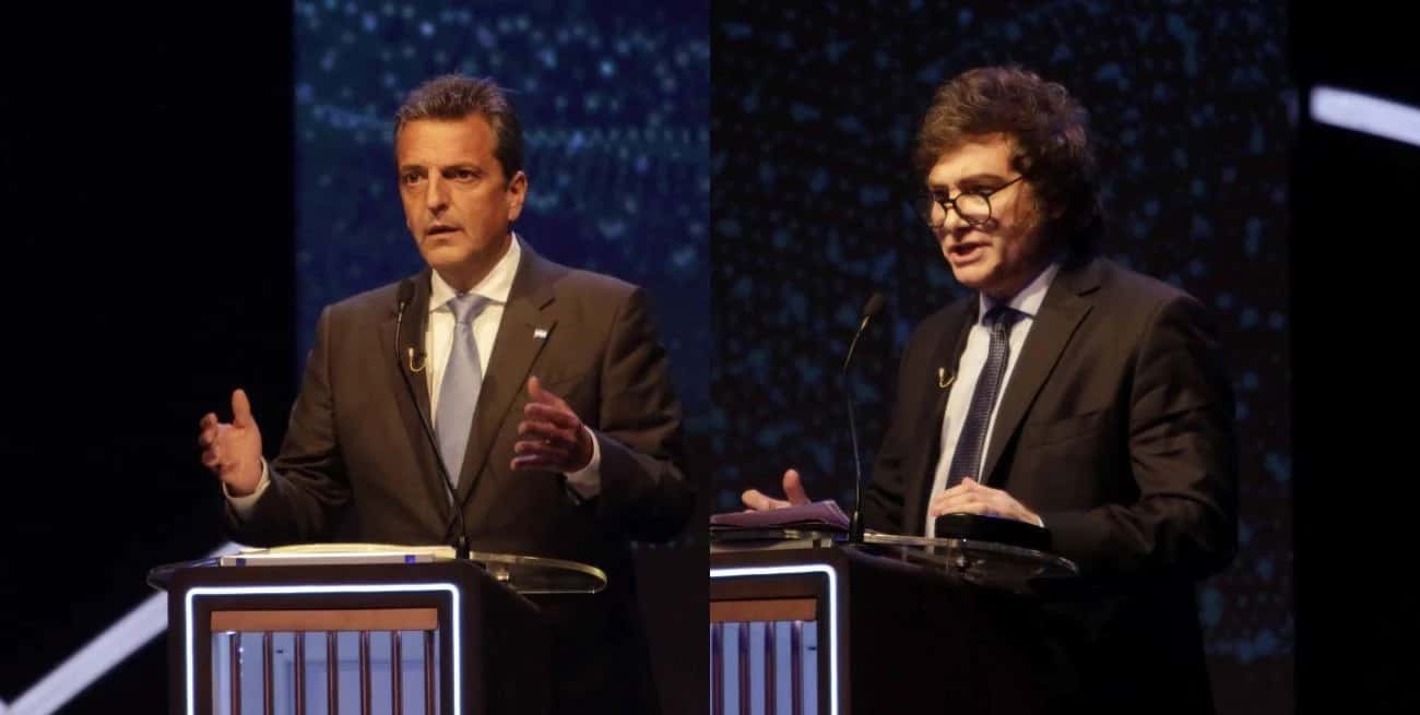 Sergio Massa, candidato por Unión por la Patria (UxP) y Javier Milei, aspirante por La Libertad Avanza (LLA).