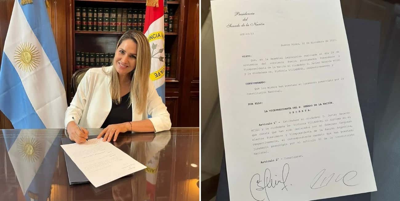 El Senado firmó el decreto que declara a Javier Milei presidente y a Victoria Villarruel vicepresidenta