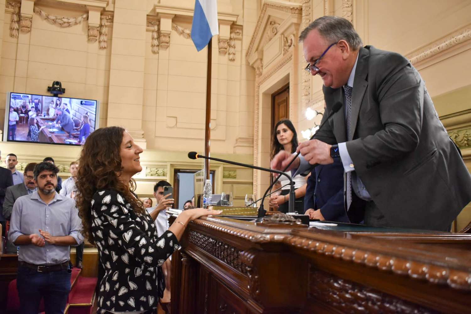 Leticia Di Gregorio durante la jura en la Cámara de Senadores de Santa Fe. Foto: Gentileza