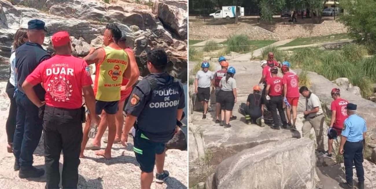 Mina Clavero: un turista se tiró al río para sacar la ojota de su hija y murió ahogado