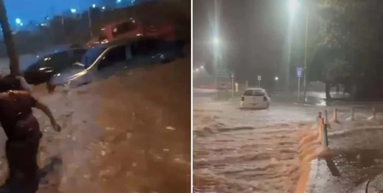Video: autos arrastrados por el agua y destrozos durante un fuerte temporal en Jujuy