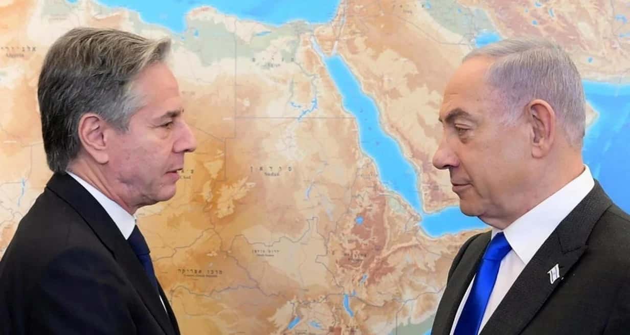 Antony Blinken, secretario de Estado de Estados Unidos, junto al primer ministro de Israel, Benjamin Netanyahu.