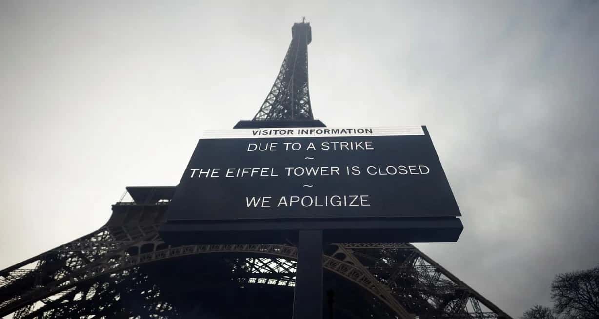 La Torre Eiffel, cerrada por segundo día consecutivo debido a una huelga de trabajadores