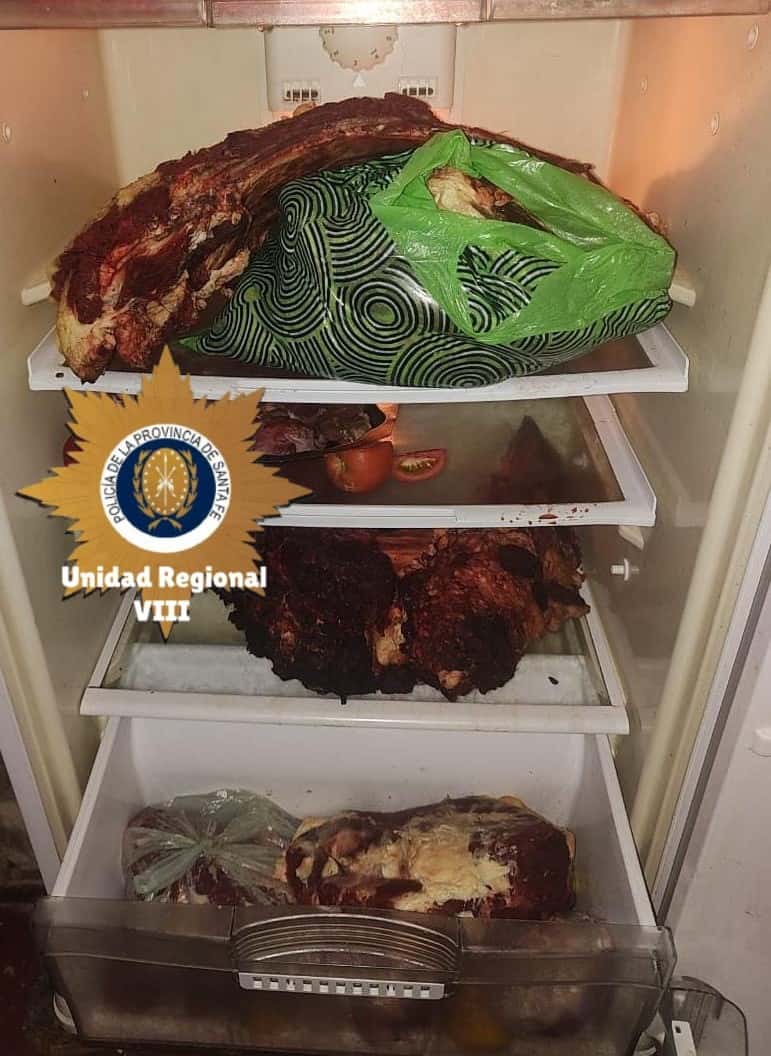 La carne estaba en una heladera de la propiedad.