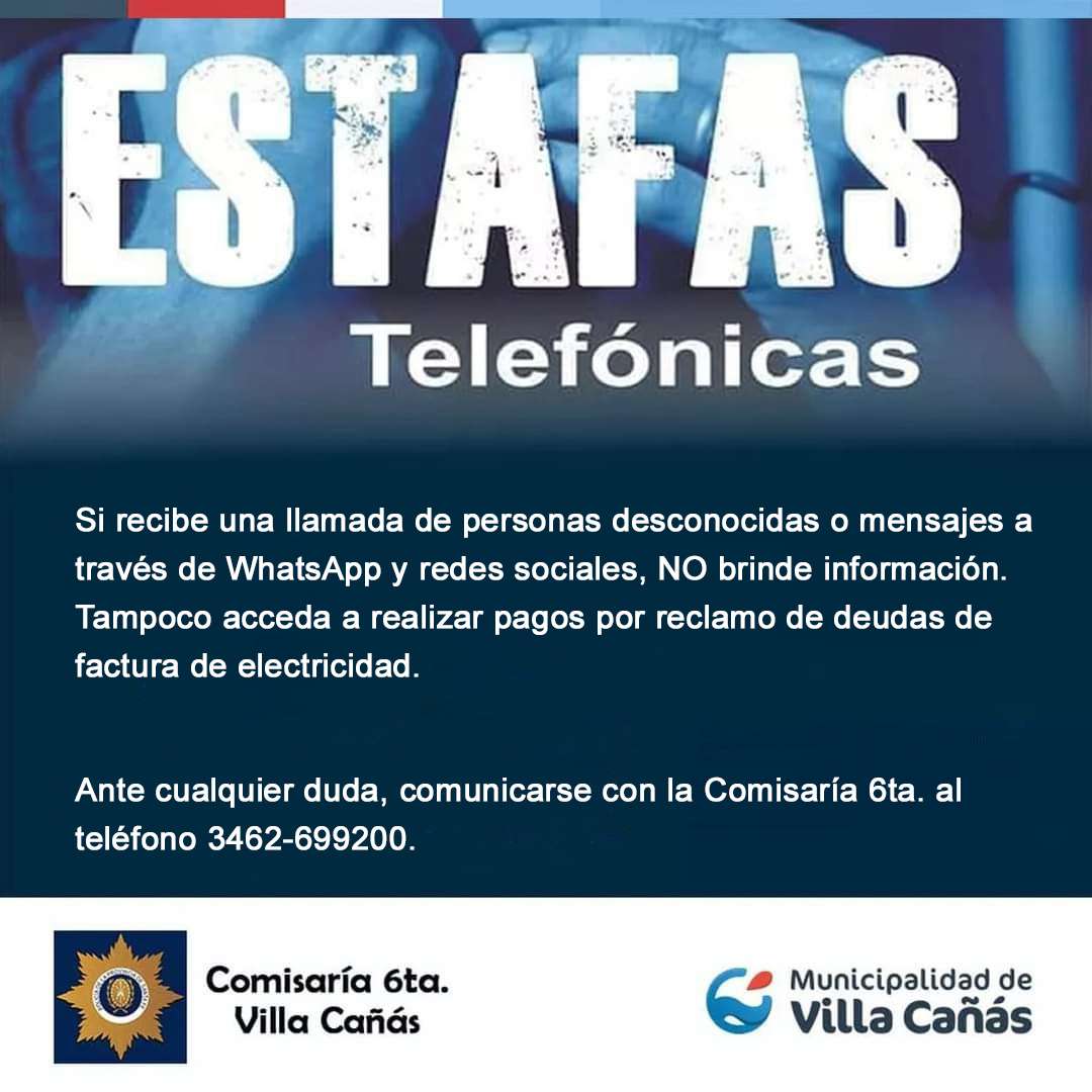 Estafas telefónicas Villa Cañás