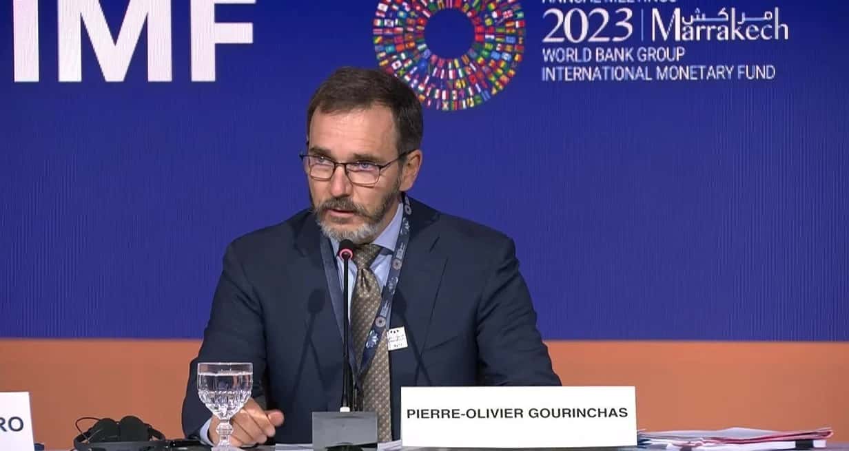 La presentación del informe estuvo a cargo del economista jefe del FMI, Pierre-Olivier Gourinchas. Archivo