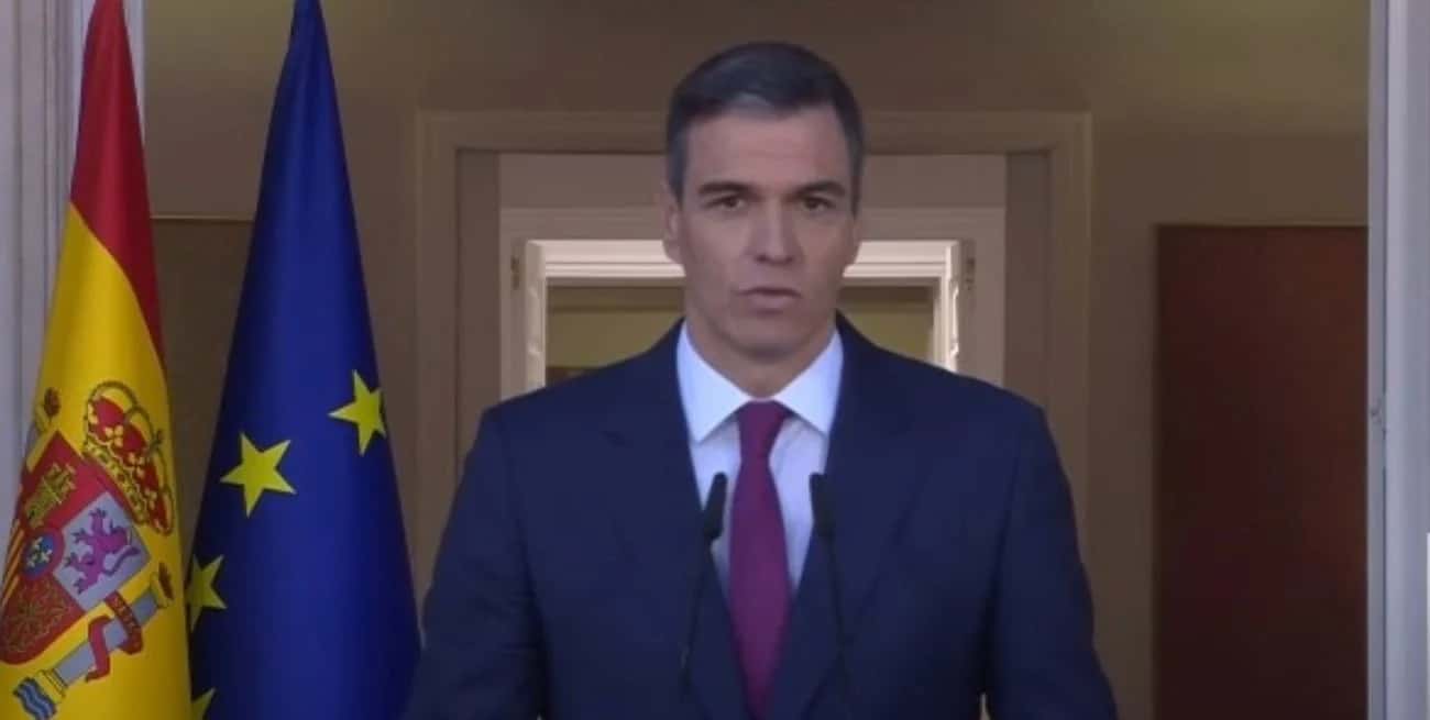 Pedro Sánchez, presidente del Gobierno de España, este lunes en conferencia. Crédito: Prensa La Moncloa